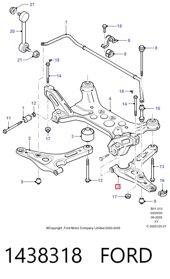 Brazo inferior izquierdo de la suspensión delantera 1438318 Ford