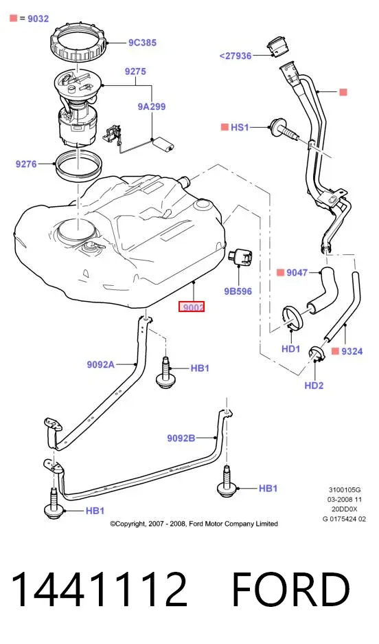 Depósito de gasolina 1441112 Ford