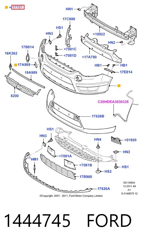 Paragolpes 1444745 Ford