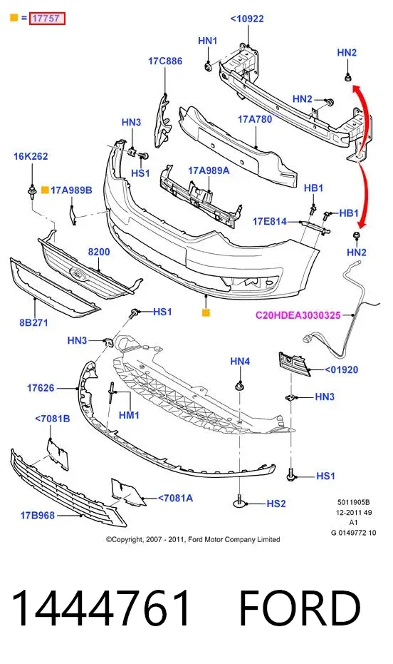 Paragolpes 1444761 Ford