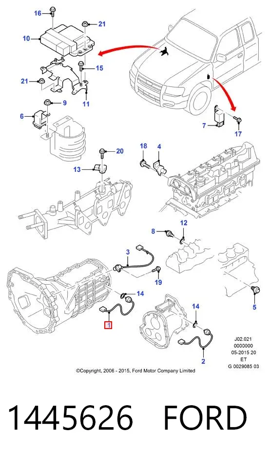 Interruptor de marcha atrás 1445626 Ford