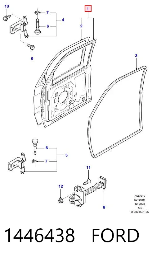 Puerta delantera izquierda 1446438 Ford