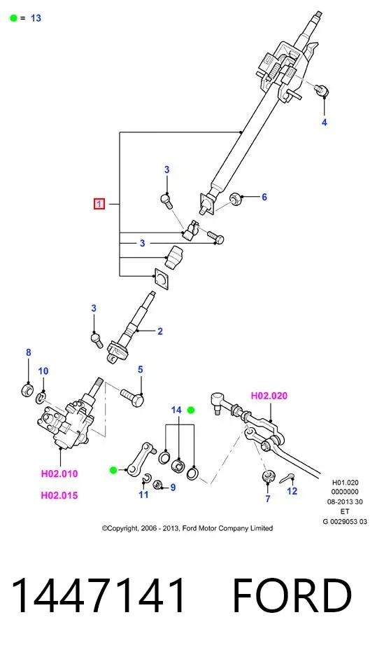 Columna dirección 1447141 Ford