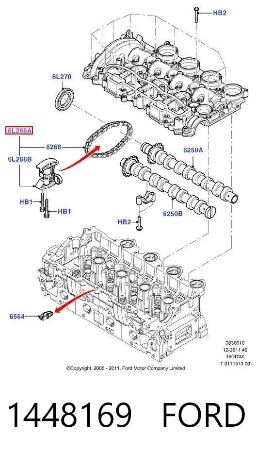 Cadena de distribución superior, kit 1448169 Ford
