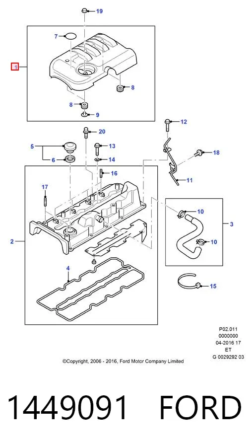 Tapa motor 1449091 Ford