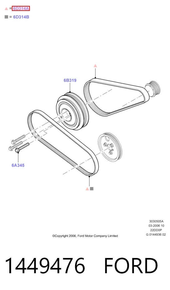 Correa de alternador 1449476 Ford