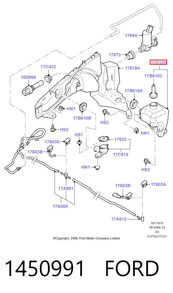 Depósito de limpiaparabrisas 1450991 Ford