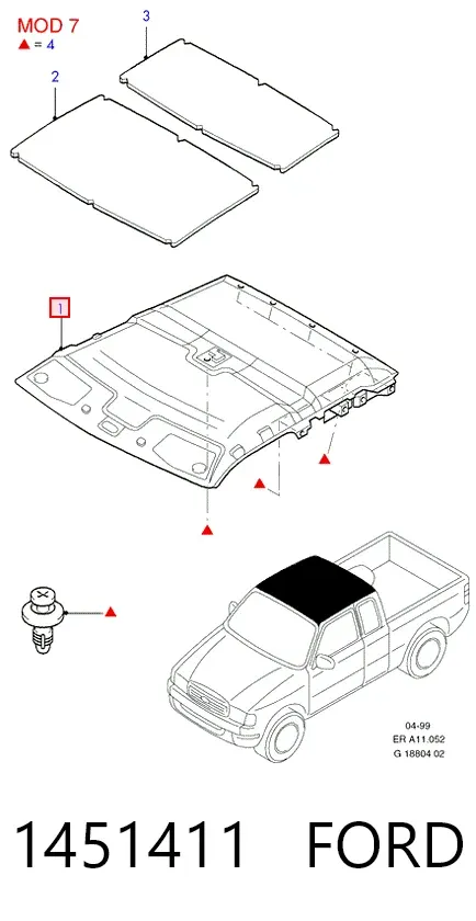 Techo interior 1451411 Ford