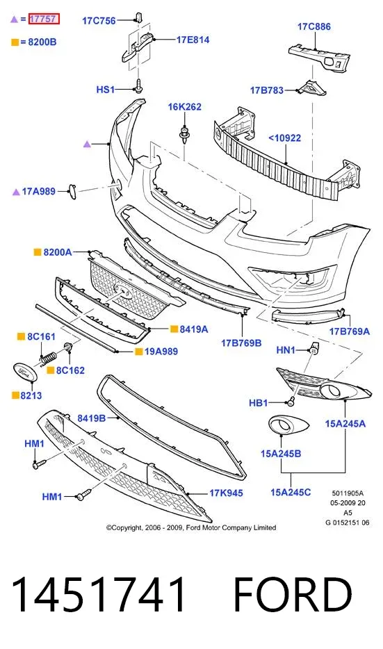 Paragolpes 1451741 Ford