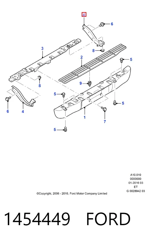 Soporte de parachoques trasero izquierdo 1454449 Ford