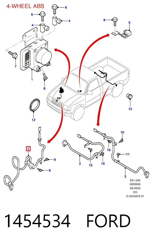 Sensor ABS delantero derecho 1454534 Ford
