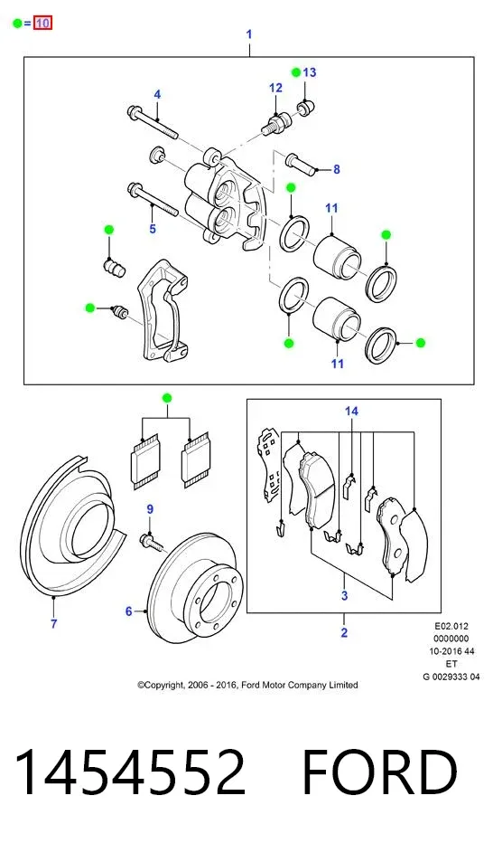 Kit de reparación de pinzas de freno 1454552 Ford