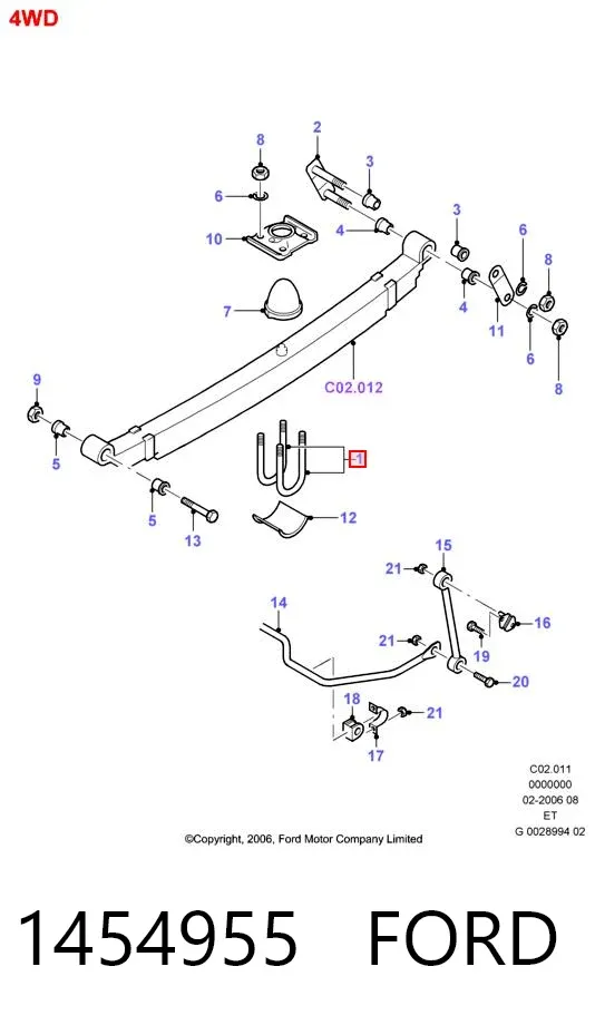Abrazadera de ballesta 1454955 Ford