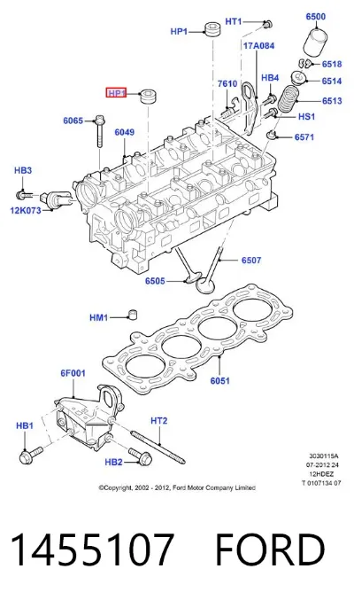 Tapón de bloque de cilindros FORD 1455107