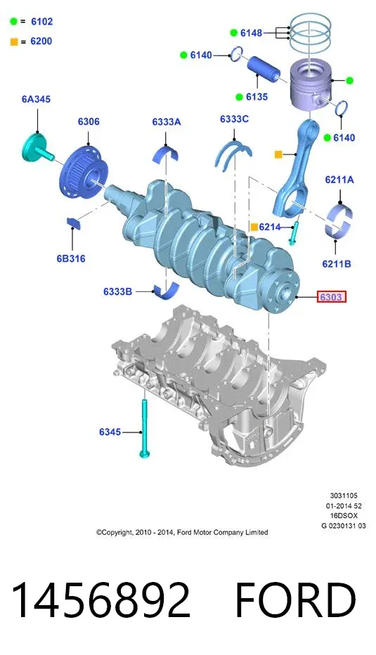 Cigüeñal 1456892 Ford