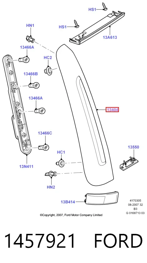 Piloto trasero derecho 1457921 Ford