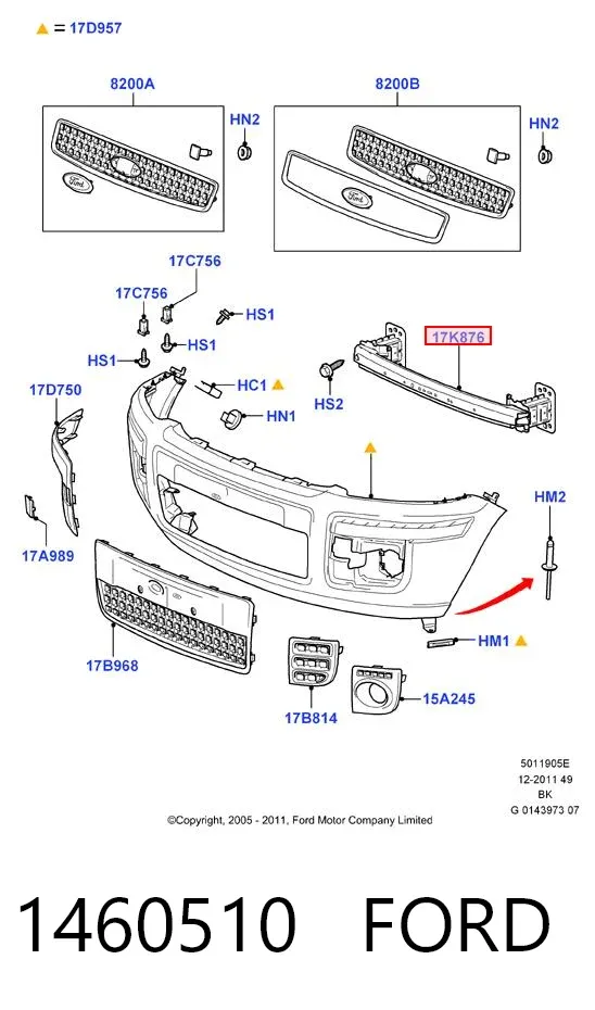Refuerzo parachoque delantero 1460510 Ford
