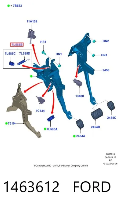 Resorte del pedal de embrague FORD 1463612