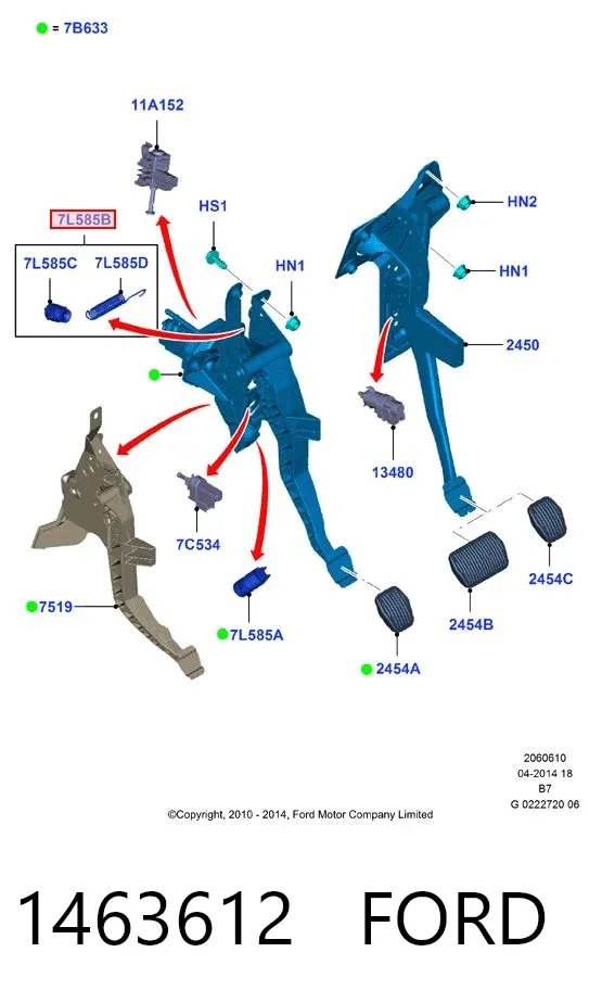Resorte del pedal de embrague 1463612 Ford
