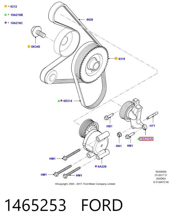 Polea inversión / guía, correa poli V 1465253 Ford