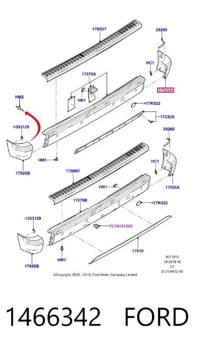 Parachoques trasero, parte derecha FORD 1466342