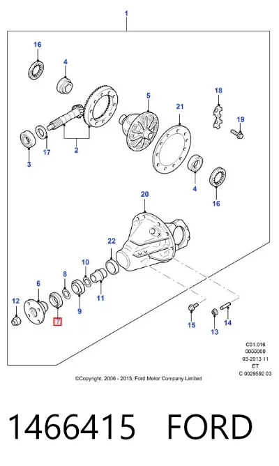 Retén del diferencial del eje trasero FORD 1466415