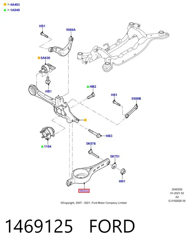 Brazo inferior trasero izquierdo/derecho 1469125 Ford