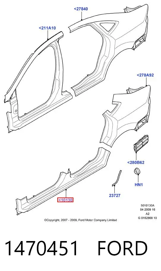 Umbral de puerta, derecha 1470451 Ford