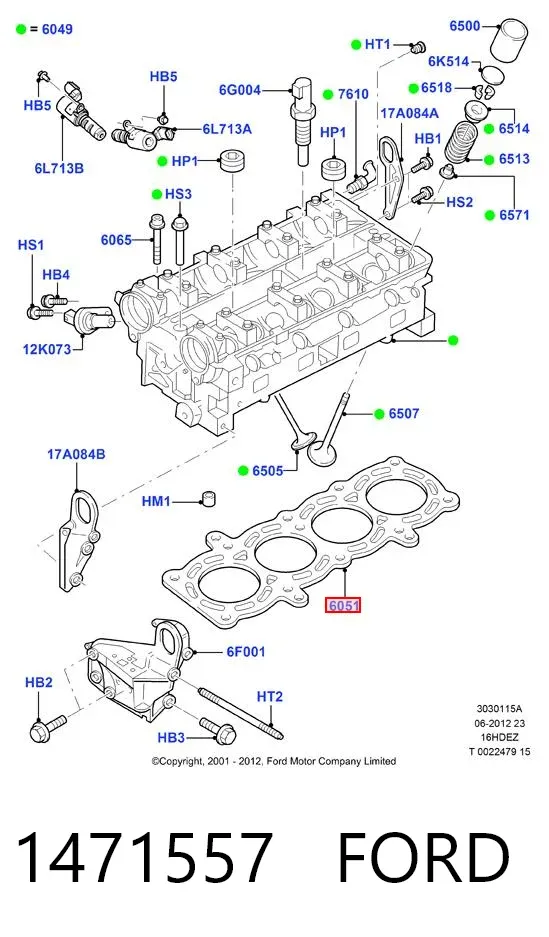 Junta de culata 1471557 Ford