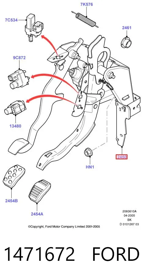 Soporte de pedales 1471672 Ford