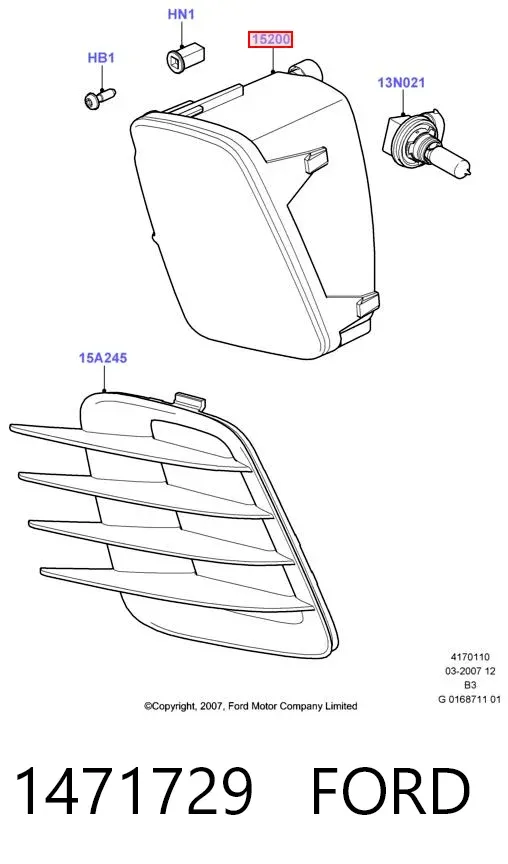 Faro antiniebla derecho 1471729 Ford