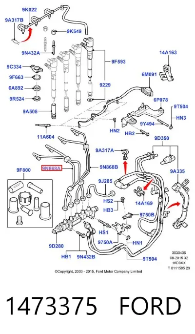 Juego de tuberías de combustible FORD 1473375