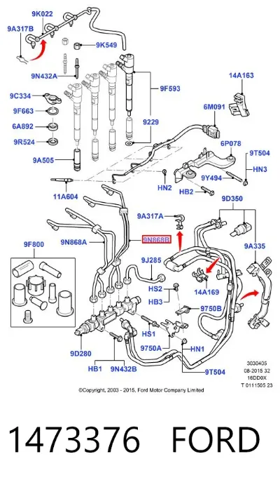 Juego de tuberías de combustible FORD 1473376