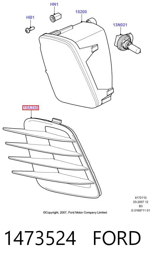 Tapa de rejilla de faro antiniebla delantero derecho 1473524 Ford