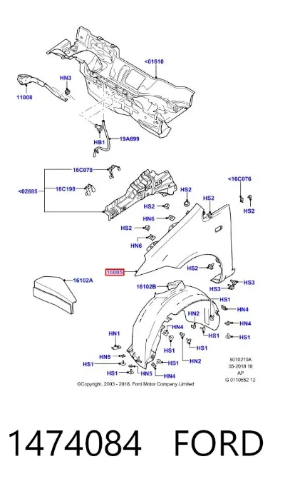 Aleta delantera izquierda FORD 1474084