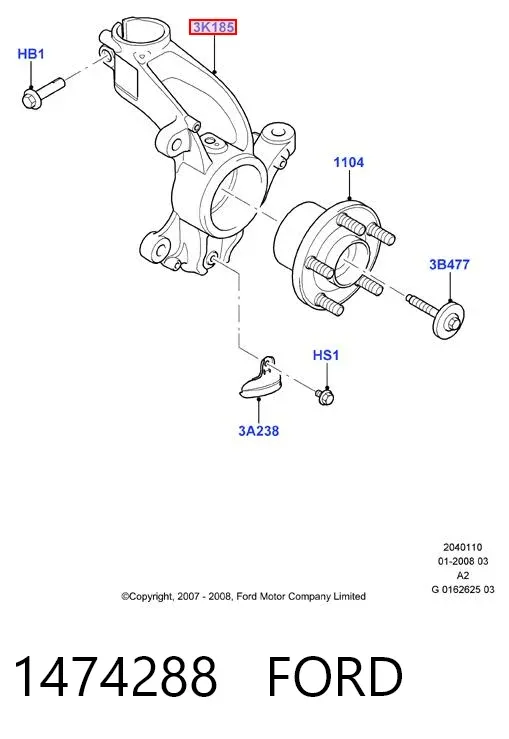 Mangueta delantera derecha 1474288 Ford