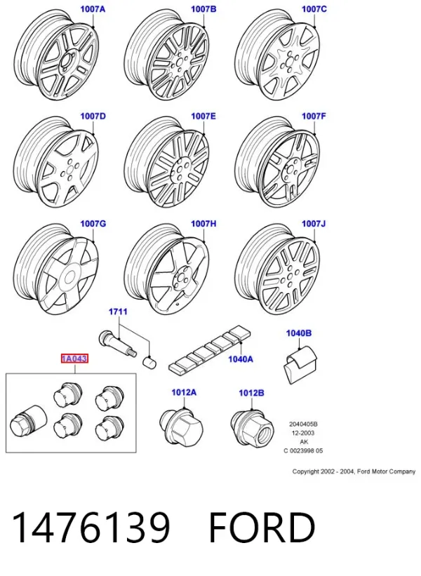 Tornillo de rueda 1476139 Ford