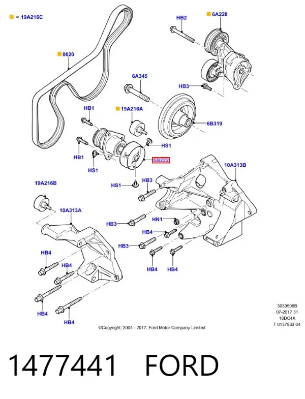 Polea alternador 1477441 Ford