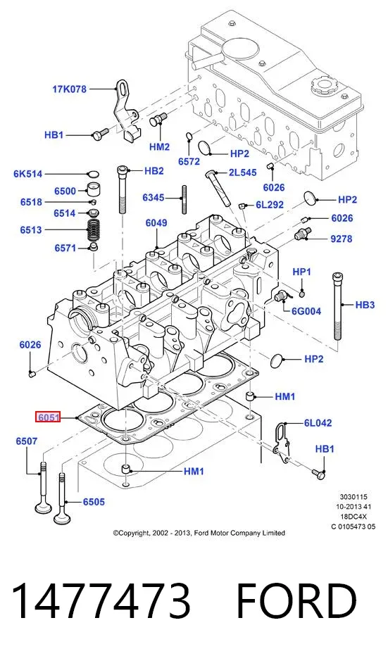 Junta de culata 1477473 Ford