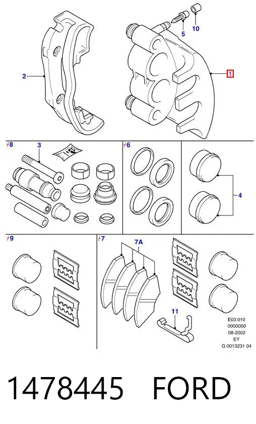 Pinza de freno delantera derecha 1478445 Ford