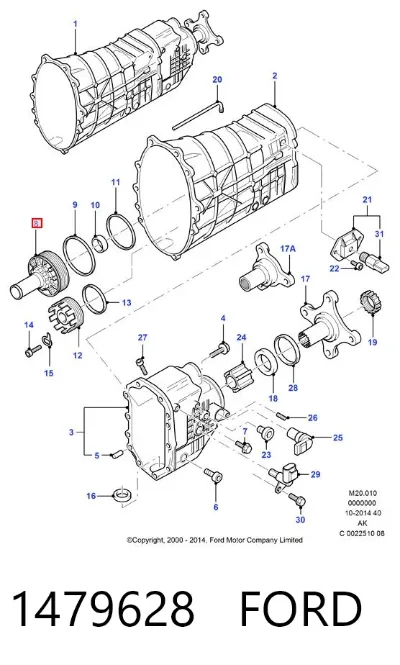 Guía del eje primario de la caja de cambios FORD 1479628
