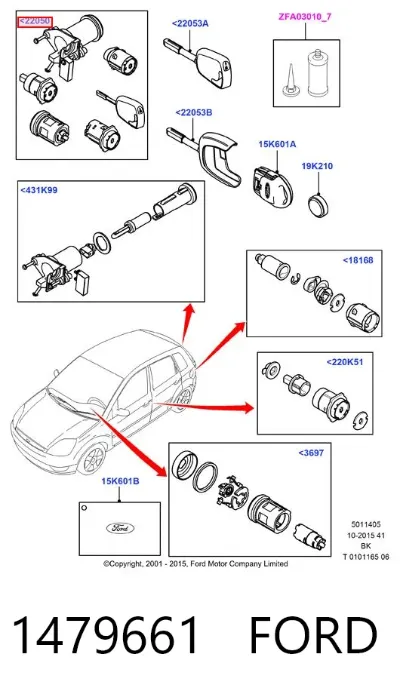 Juego de cilindros de cerradura FORD 1479661