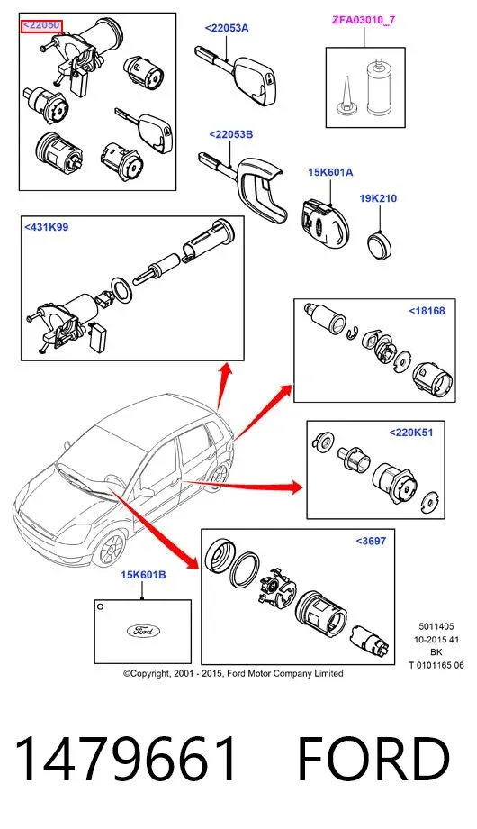 Cilindros de cerradura 1479661 Ford