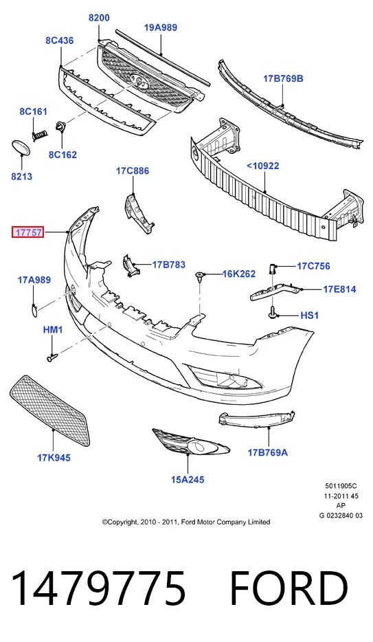 Paragolpes 1479775 Ford