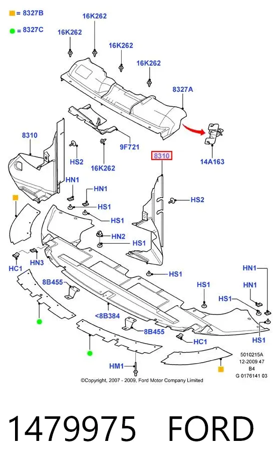 Deflector de aire superior del radiador 1479975 Ford