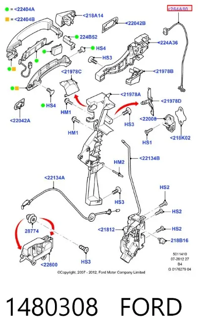 Cable de apertura de cerradura de puerta delantera FORD 1480308