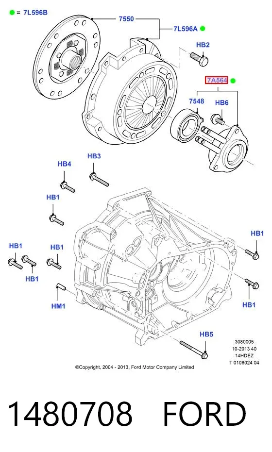 Desembrague central, embrague 1480708 Ford