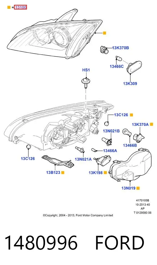 Faro izquierdo 1480996 Ford