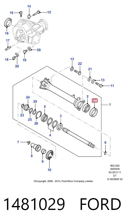 Retén del semieje delantero 1481029 Ford