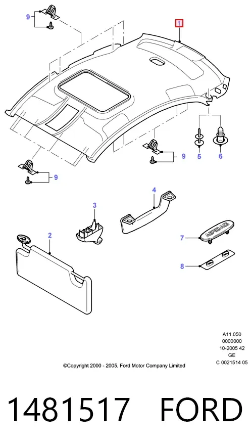 Techo interior 1481517 Ford